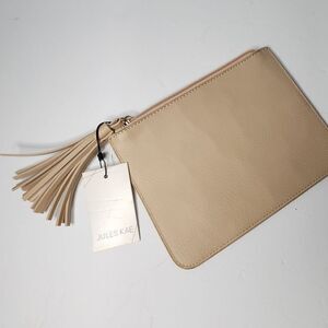 Jules Kae Makeup Bag Small Zipper Pouch Copper Metallic NWT